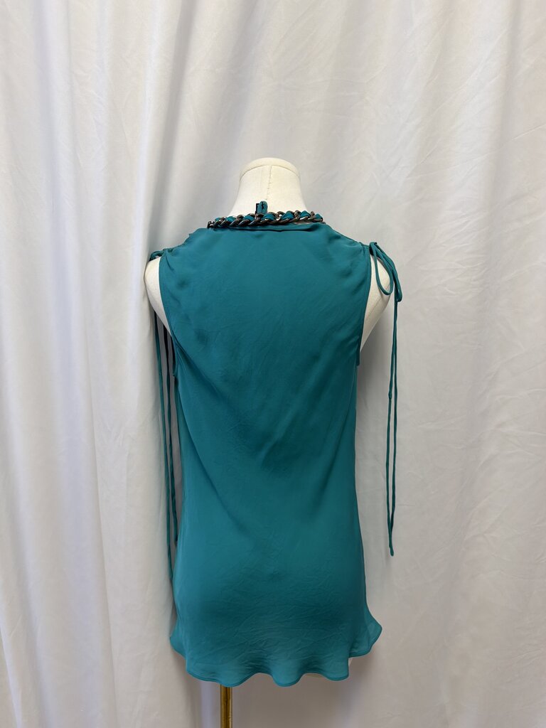 Robert Rodriguez Silk Cowl Neck Top w/ Chain Belt