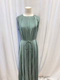 Ulla Johnson Pleated Scoop Neck Midi Dress w/ Belt
