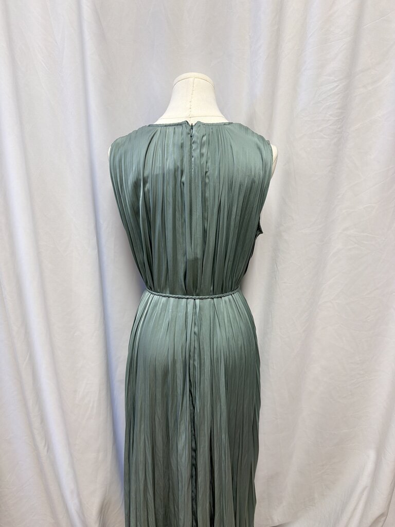 Ulla Johnson Pleated Scoop Neck Midi Dress w/ Belt