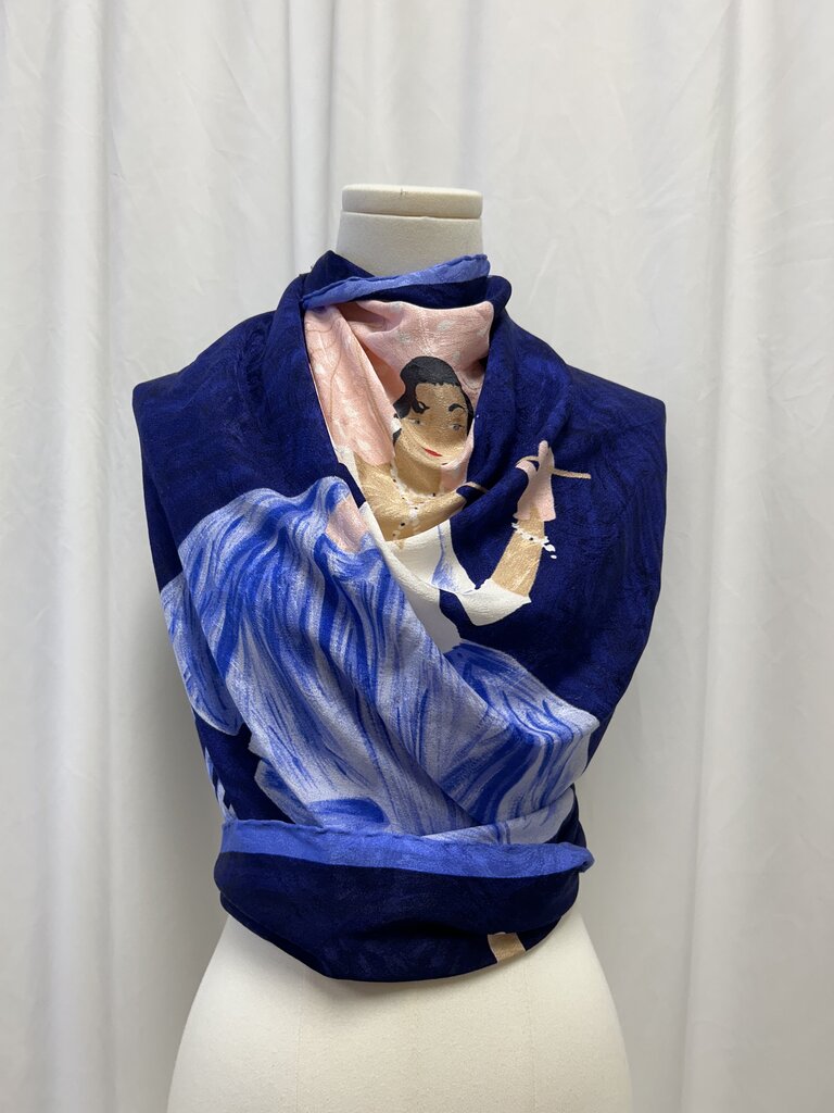 Bally Lady Holding Umbrella Print Scarf