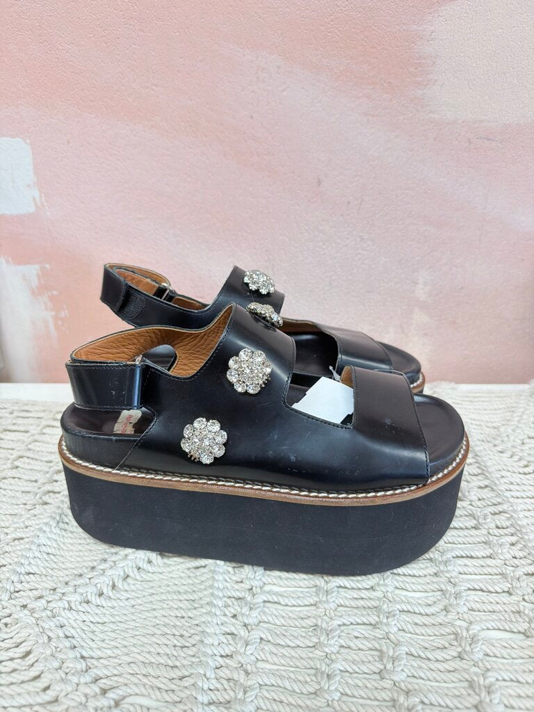 Ganni Platform Embellished Sandal (As Is; missing 2 crystals)