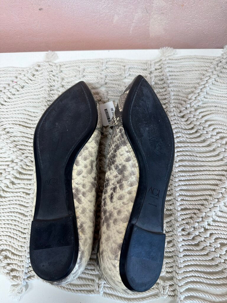 AGL Snakeprint Pointed Toe Flat