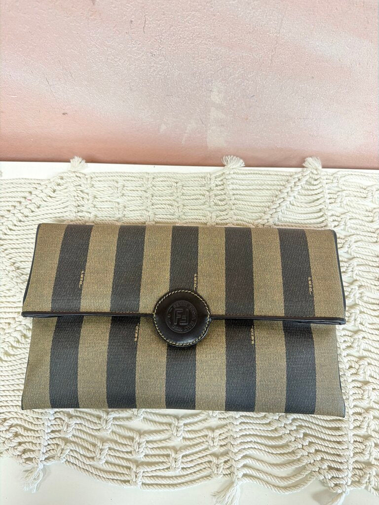 Fendi Striped Foldover Clutch w/ Dustbag