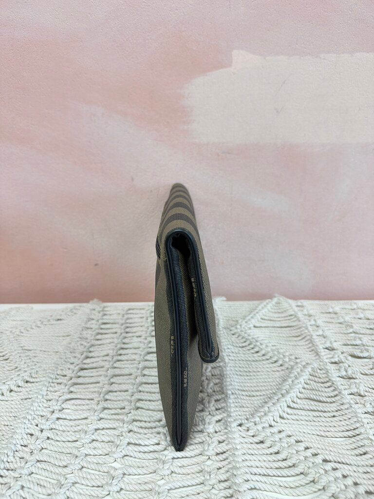 Fendi Striped Foldover Clutch w/ Dustbag