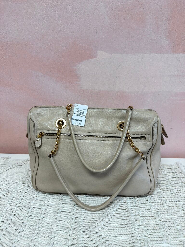 Ferragamo Leather Top Handle Shoulder Bag