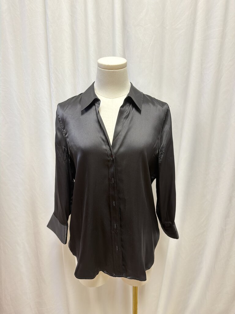 L'Agence Silk V-Neck 3/4 Sleeve Button Up