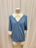 Minnie Rose Cotton/Cashmere Blend Collared Top