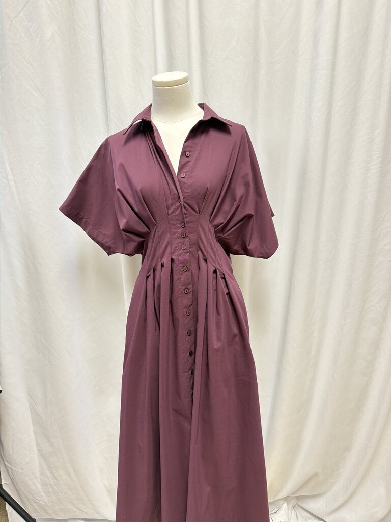 Exquise Cotton Blend Pin Tuck Maxi Dress
