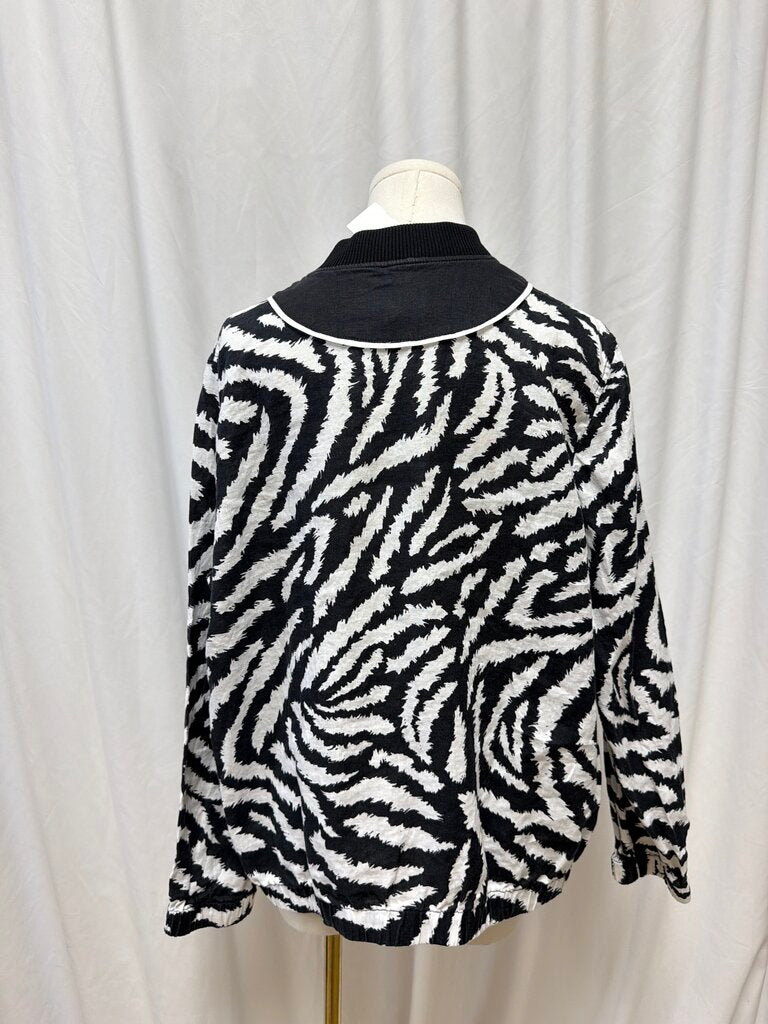 Escada Sport Linen Blend Zebra Print Bomber Jacket