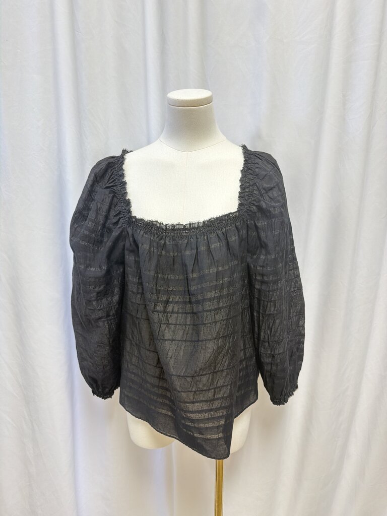 Donna Karan Linen Blend Long Sleeve Top