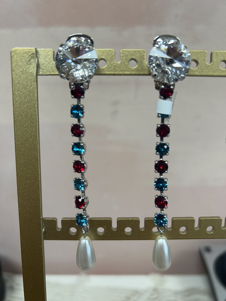 Miu Miu Colorful Faux Pearl Drop Clip On Earring w/ Dustbag