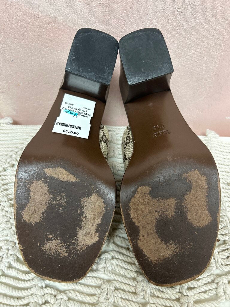 Gucci Canvas Logo Mule w/ Box