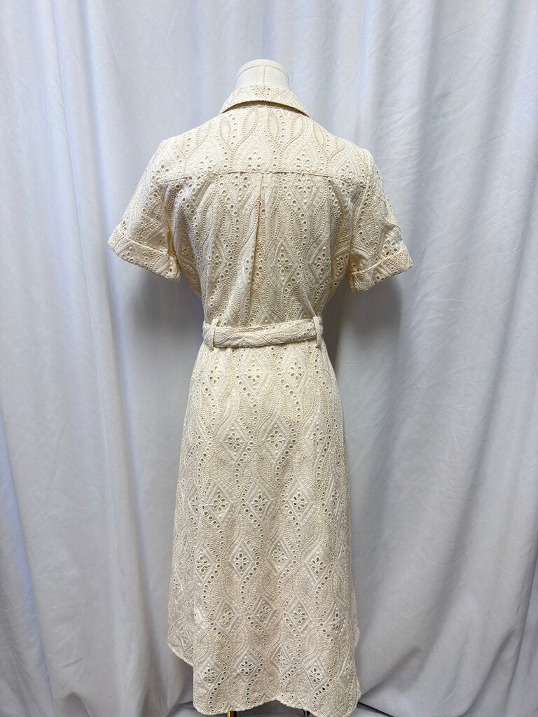 Sezane Lace Short Sleeve Midi Dress w/ Belt