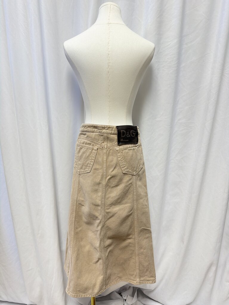 Dolce & Gabbana Corduroy Front Vent Knee Length Skirt
