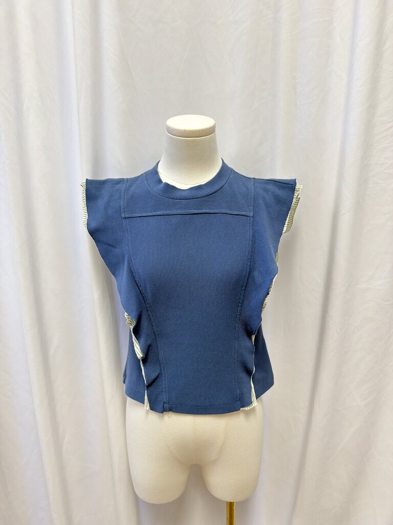 Anthropologie Ribbed Ruffle Top