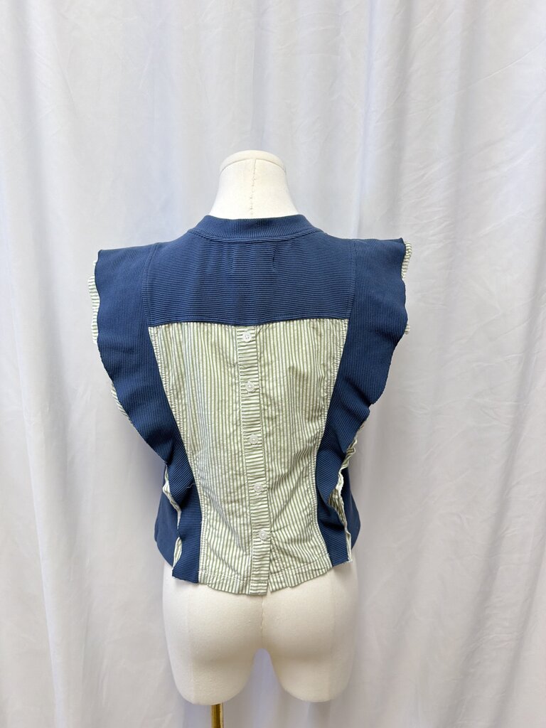 Anthropologie Ribbed Ruffle Top