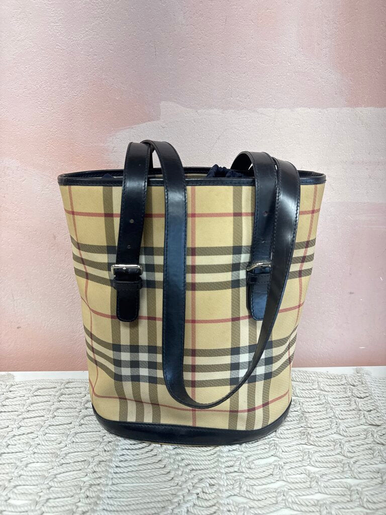 Burberry Haymarket Plaid Bucket Bag w/ Dustbag