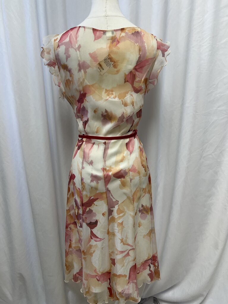 Max Mara Floral Print Silk Midi Dress w/ Belt