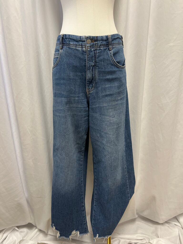 Pilcro Wide Leg Distressed Hem Jean