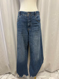 Pilcro Wide Leg Distressed Hem Jean