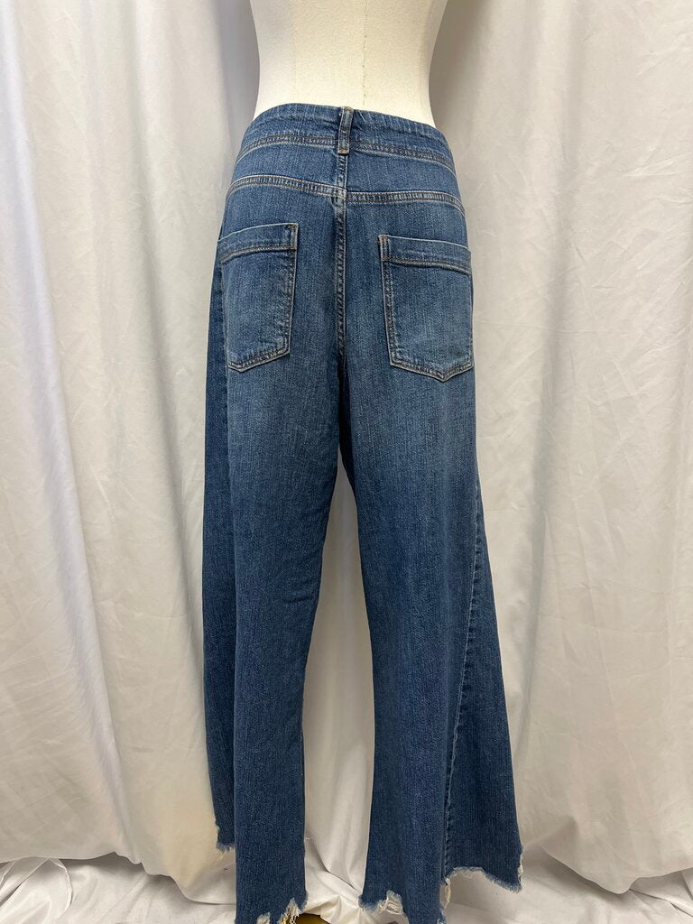 Pilcro Wide Leg Distressed Hem Jean