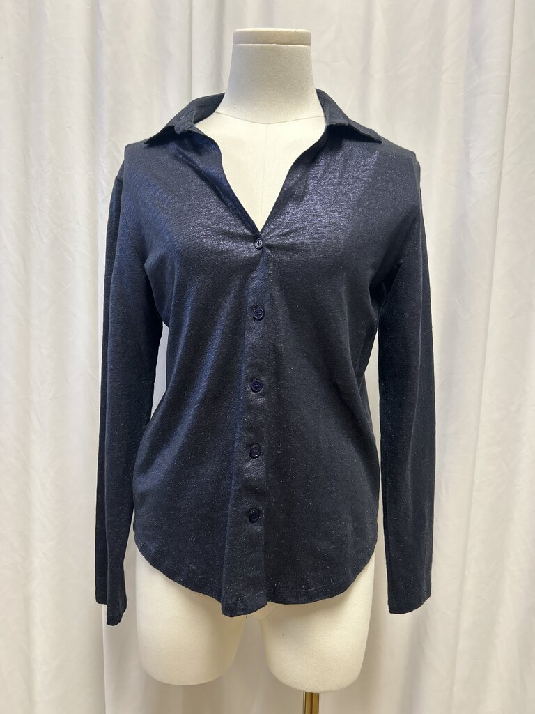 Majestic Filatures Linen Blend Shimmer Button Up