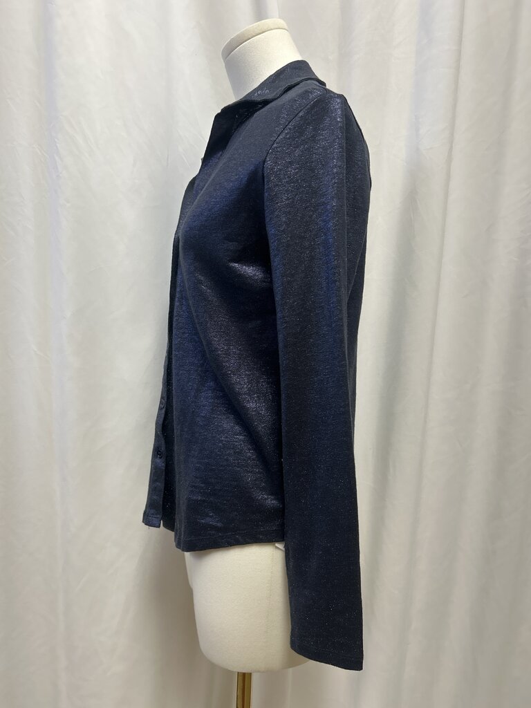 Majestic Filatures Linen Blend Shimmer Button Up