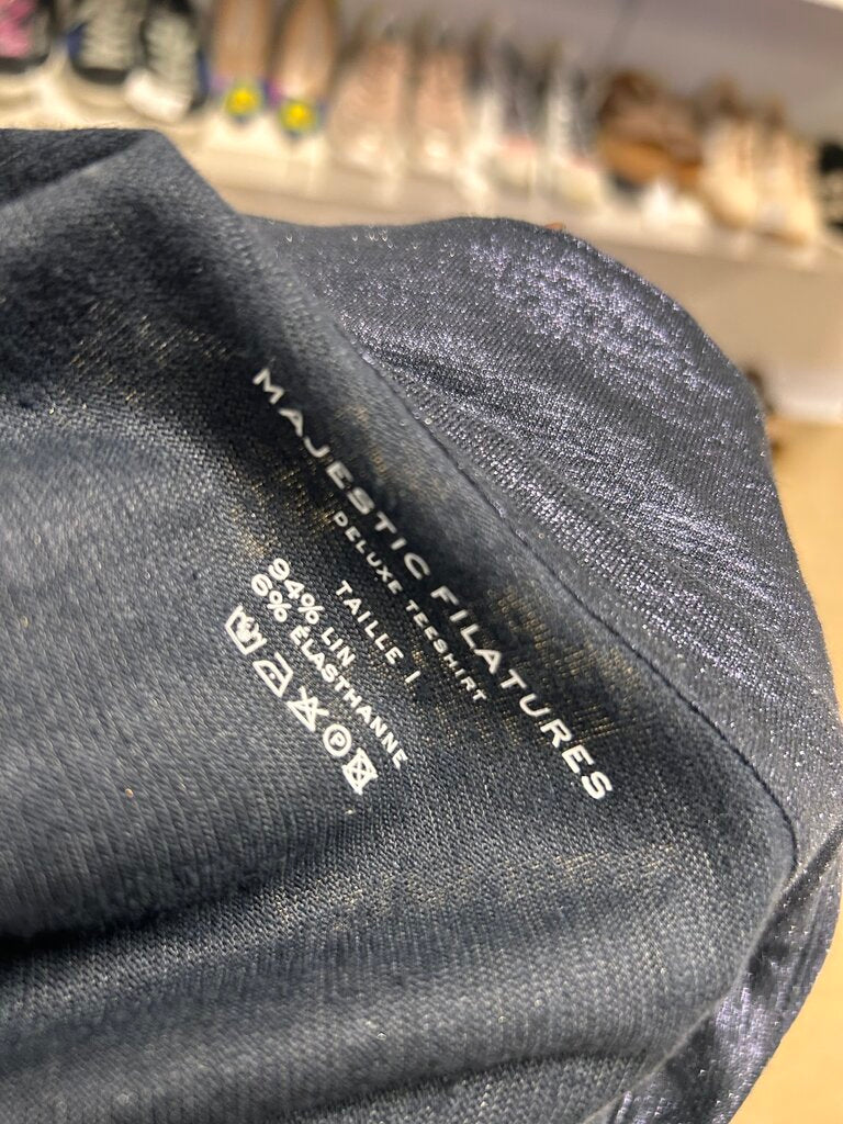 Majestic Filatures Linen Blend Shimmer Button Up