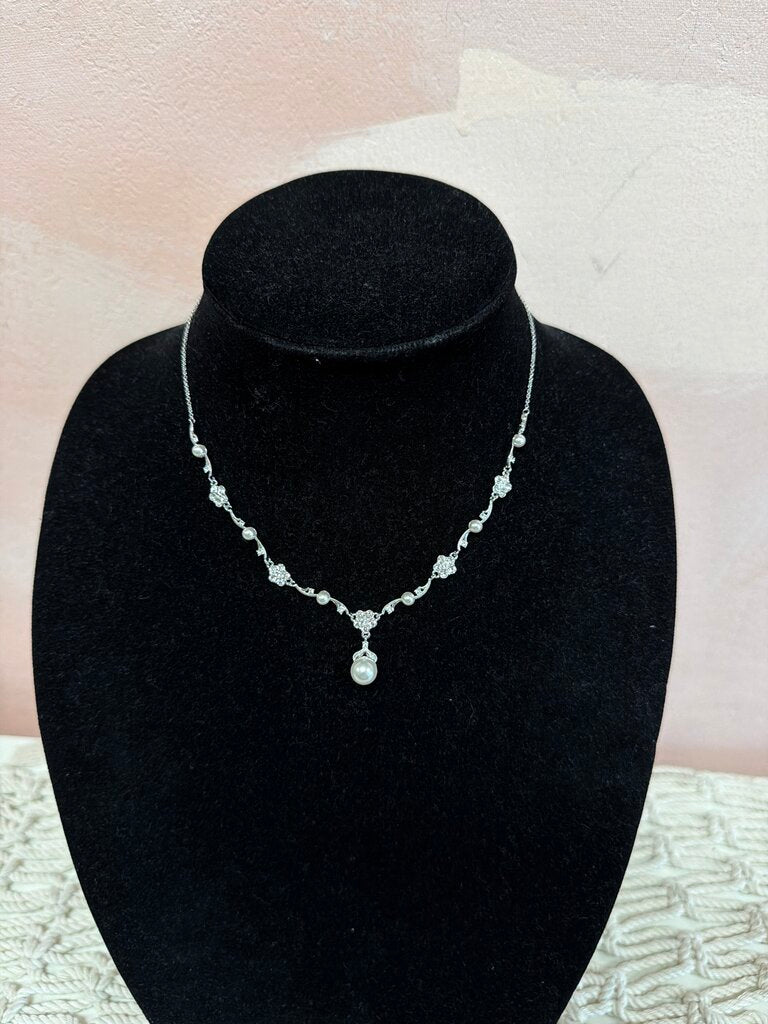 Nadri Pearl and Crystal Necklace NWT w/ Box