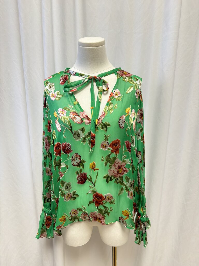 Alice + Olivia Floral Tie Neck Blouse NWT