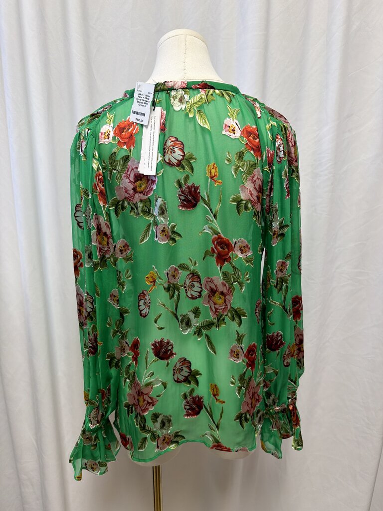 Alice + Olivia Floral Tie Neck Blouse NWT