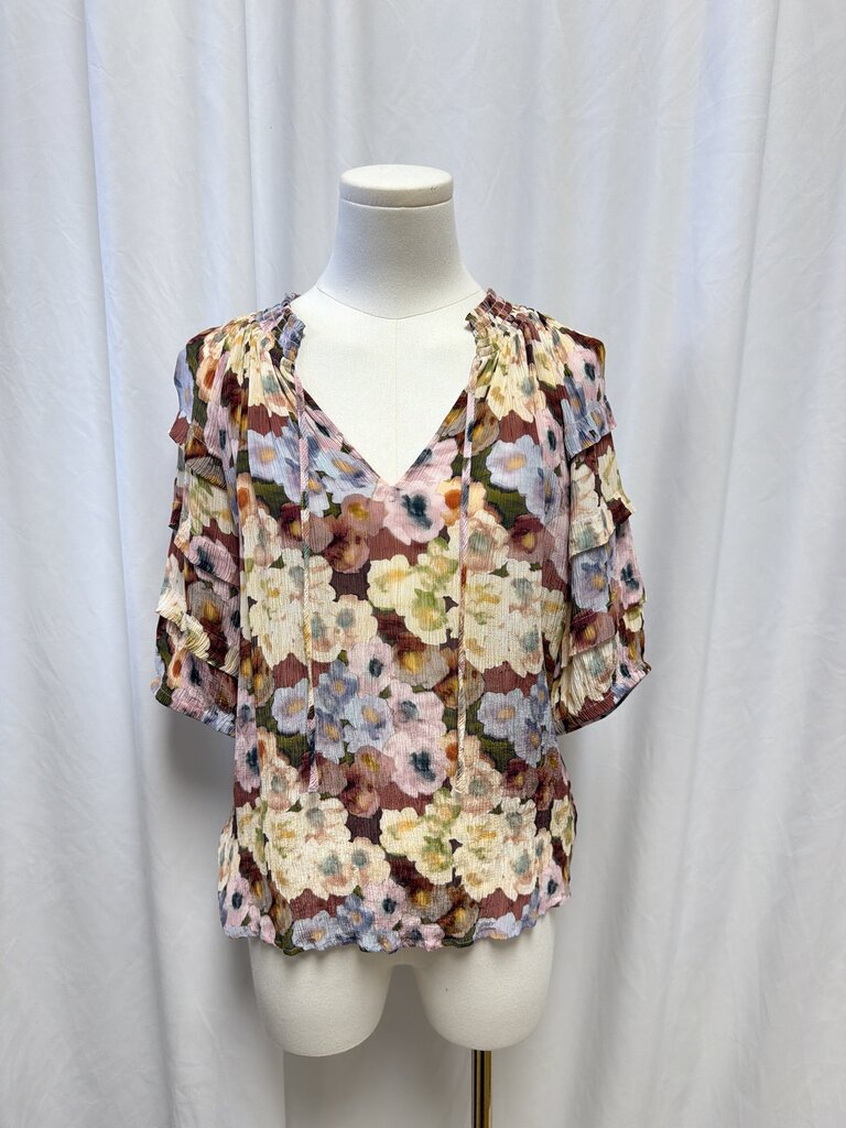 Rails Floral Micro Pleated Blouse