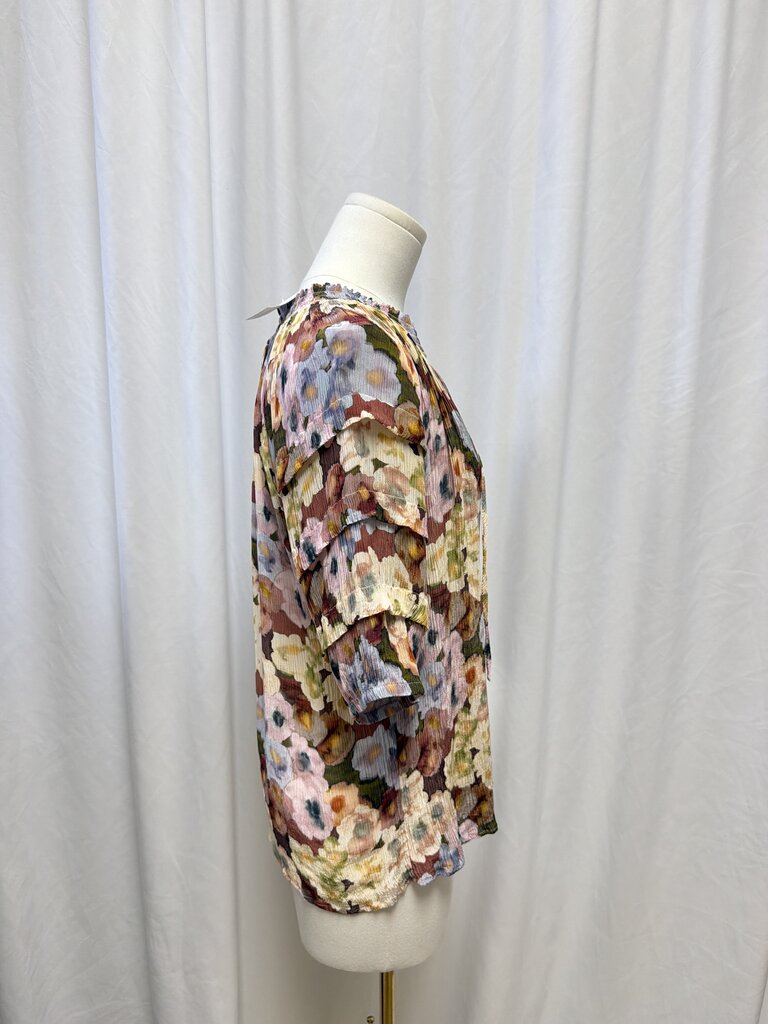 Rails Floral Micro Pleated Blouse