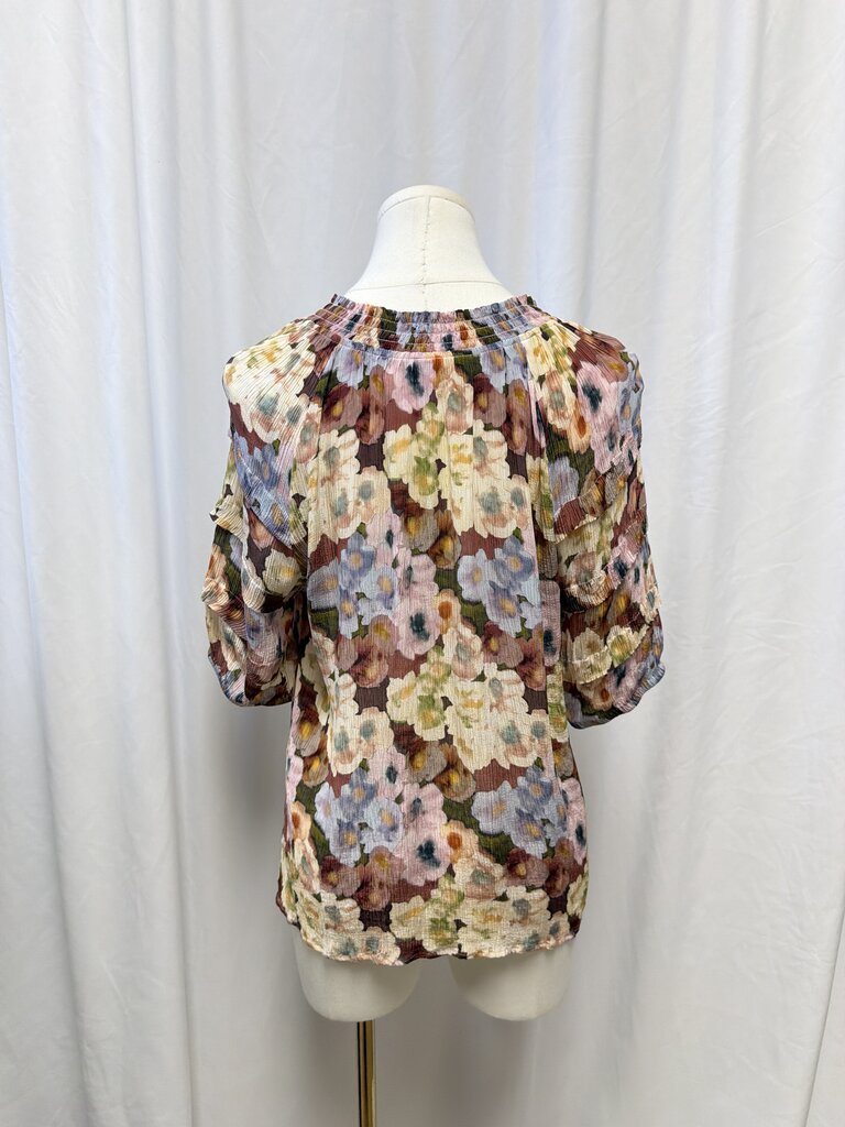 Rails Floral Micro Pleated Blouse
