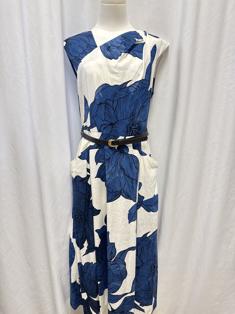 Donna Karan Linen Floral Sleeveless Dress