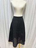 Cynthia Rowley Black Mesh Striped Midi Skirt