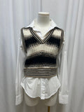 Veronica Beard Striped Vest Button Down Combo