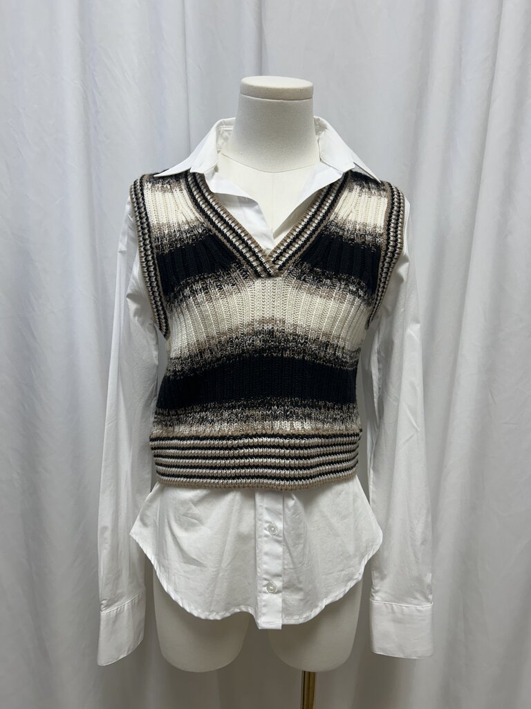 Veronica Beard Striped Vest Button Down Combo