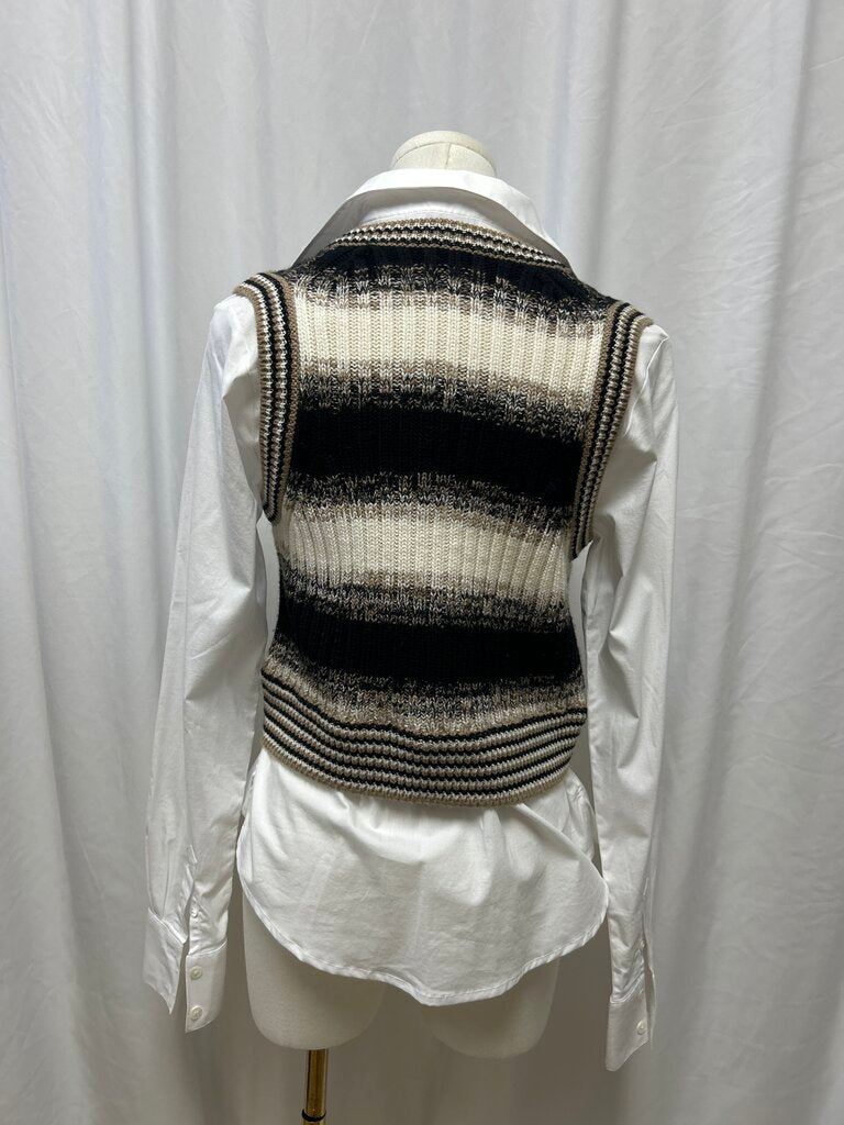 Veronica Beard Striped Vest Button Down Combo