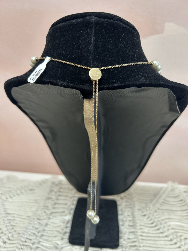 Chanel Crystal CC Alternating Bead and Pearl Short Necklace w/ Box and Dustbag