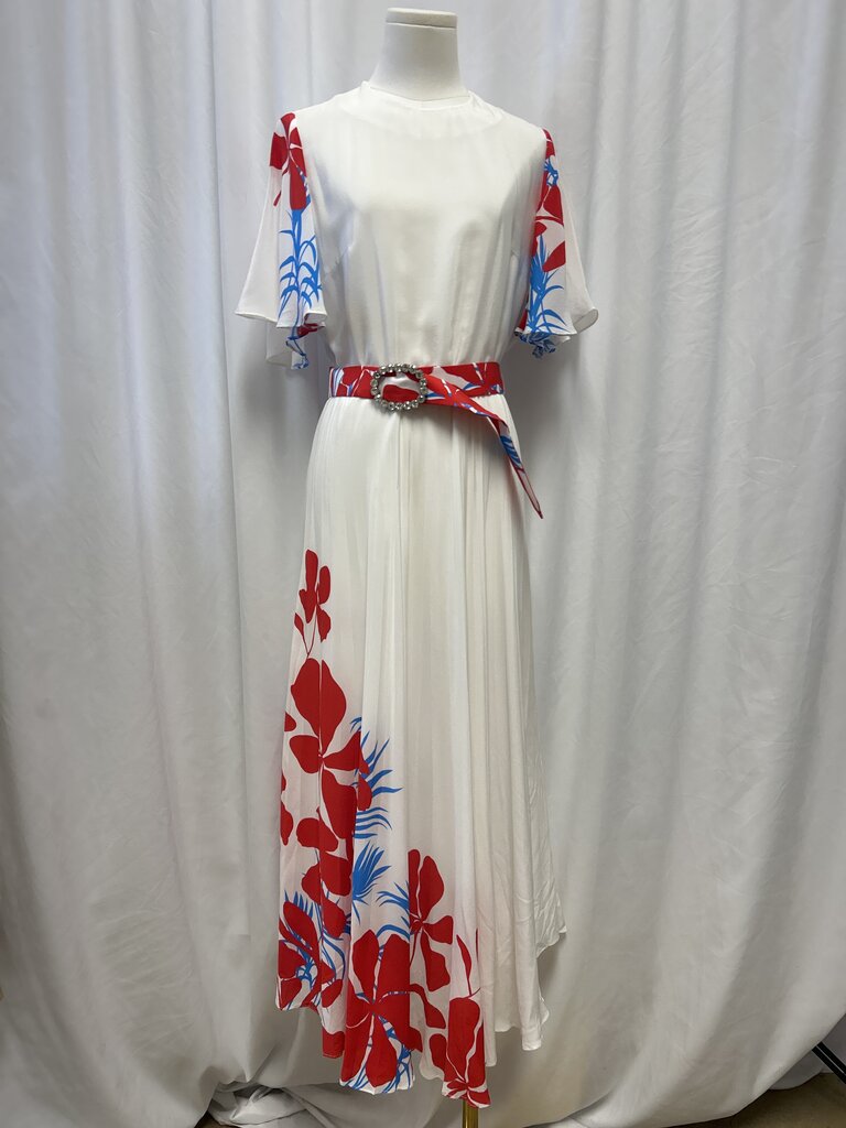 Mergim Floral Print Dress w/ Sequin Belt