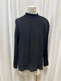 Brochu Walker Shirred Black Long Sleeve Blouse