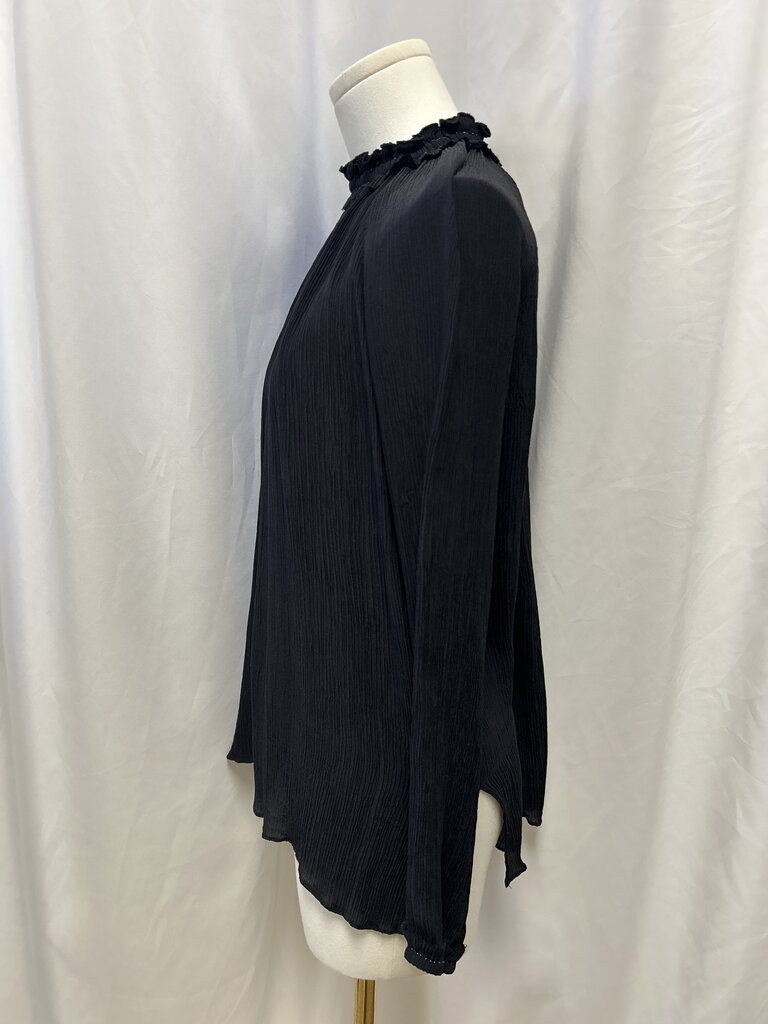 Brochu Walker Shirred Black Long Sleeve Blouse
