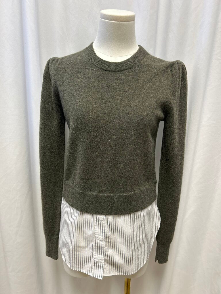 Veronica Beard Olive Sweater Button Down Combo