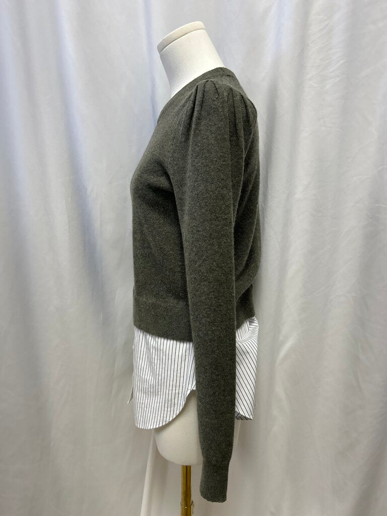 Veronica Beard Olive Sweater Button Down Combo