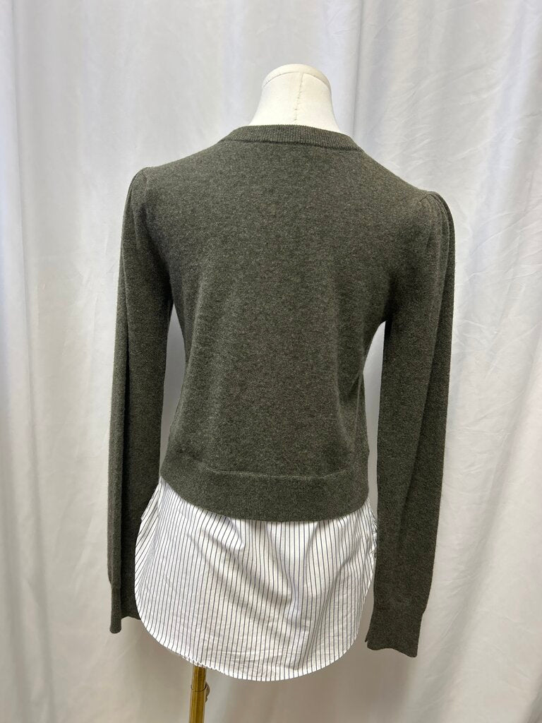 Veronica Beard Olive Sweater Button Down Combo