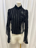 Ann Demeulemeester Lace and Velvet Detail Button Up Top