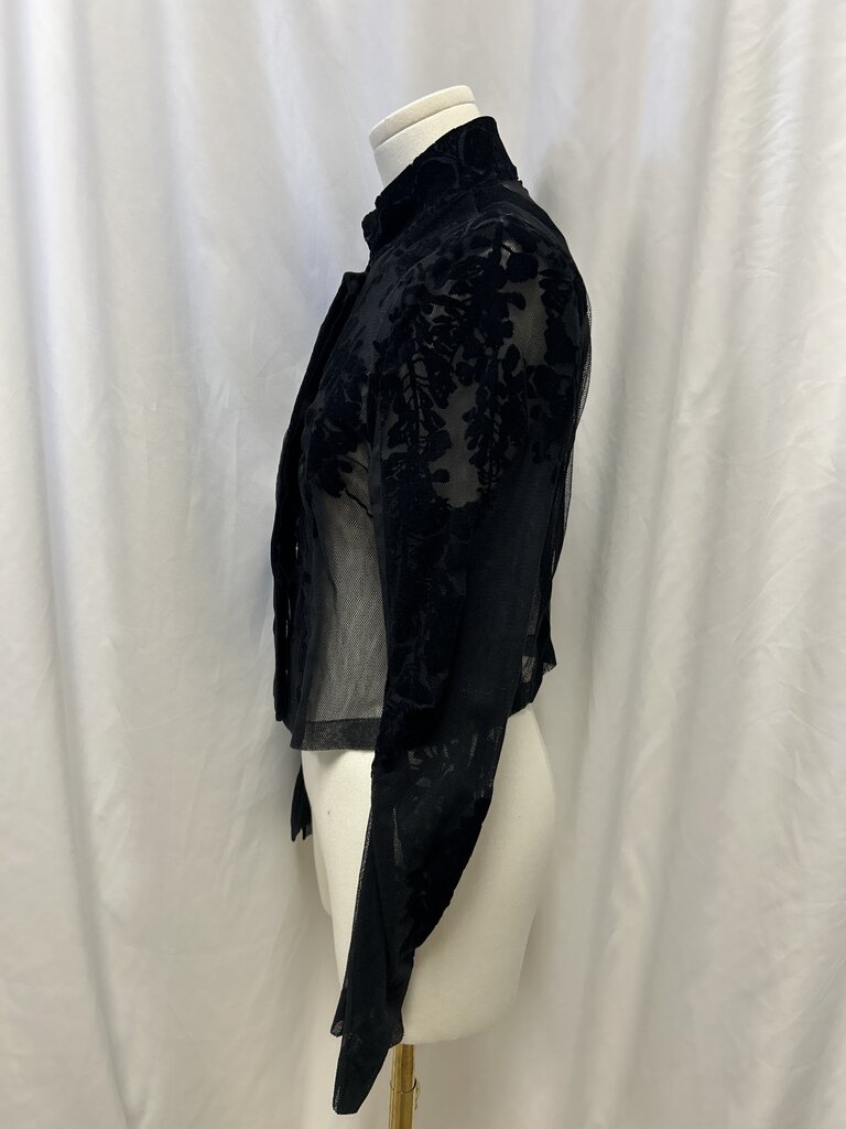 Ann Demeulemeester Lace and Velvet Detail Button Up Top