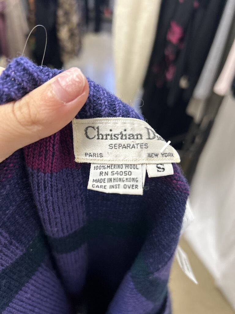 Dior Vintage Plaid Cropped Merino Wool Sweater 80's/90's (Rare Find)