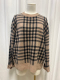 White + Warren Tan Plaid Cashmer Sweater